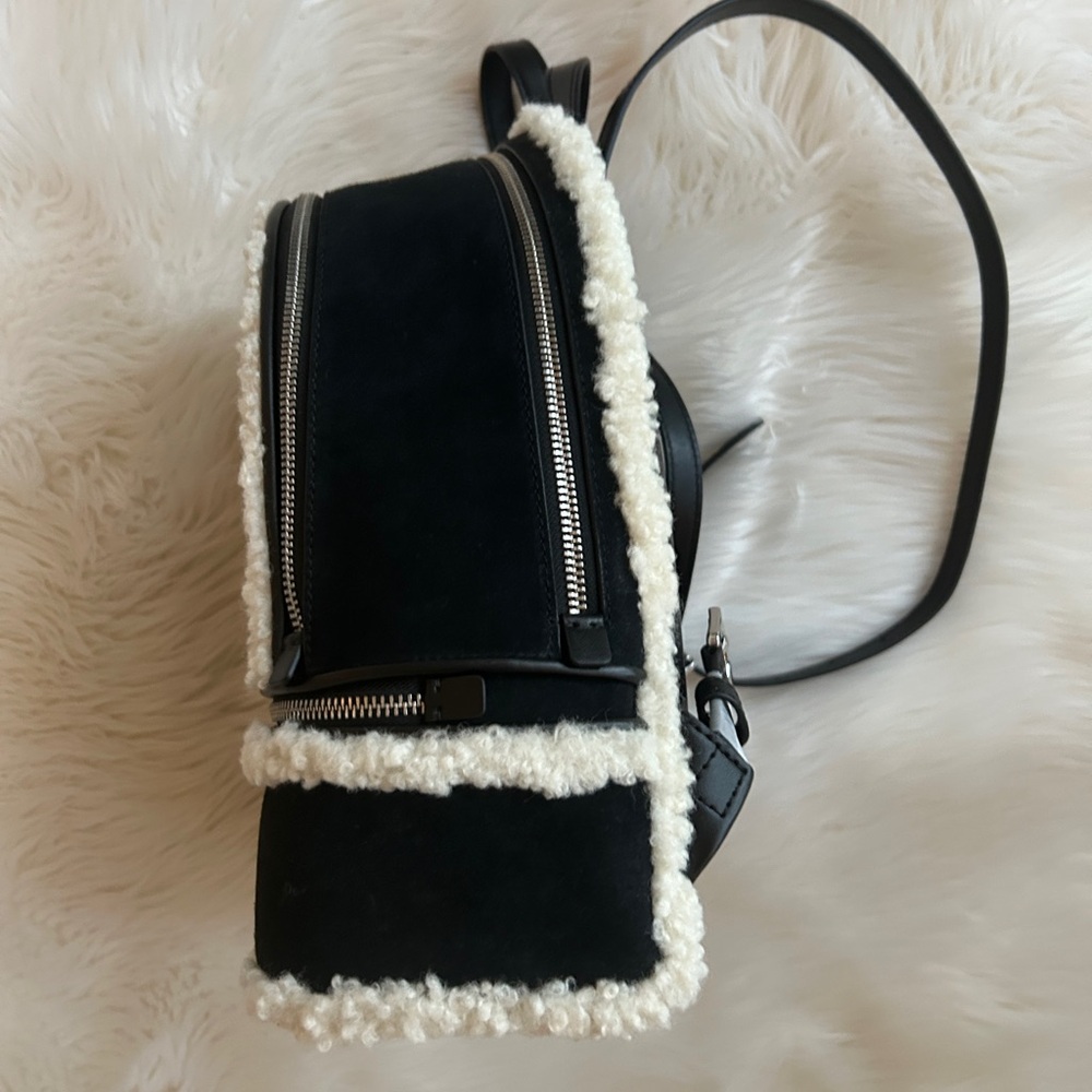 New! Michael Kors Rhea medium suede Black and Cream Women's Backpack - Picture 5 of 8